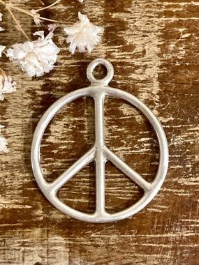 Sterling Silver Peace Sign Pendant Minimalist Jewelry
